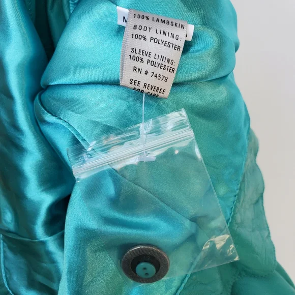 100% Lambskin Leather/Suede Aqua Teal Jacket NEW With Tags - Picture 12 of 12